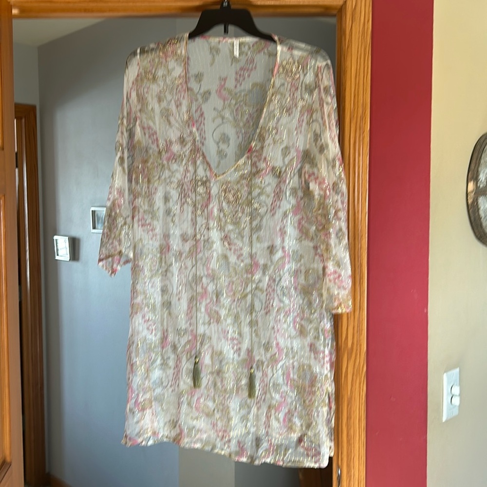 Stunning  sheer coverup, tunic  or dress. Never worn